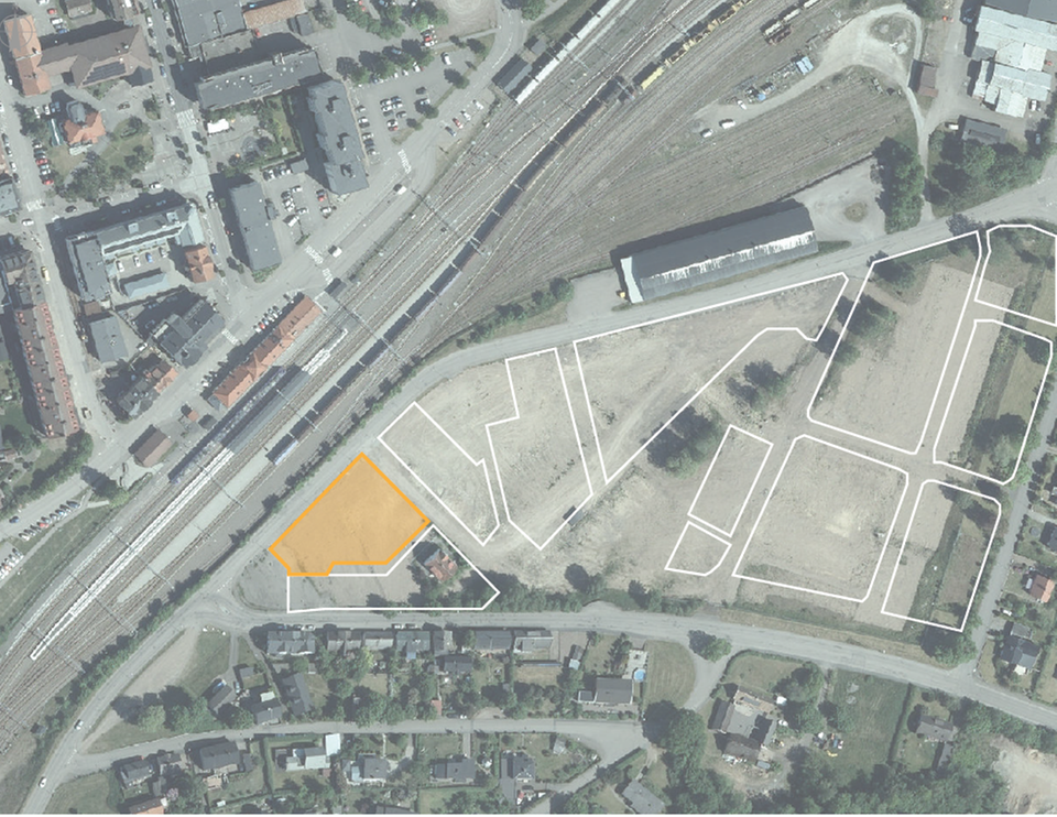 Ortofoto av det nya kommunhusets tänkta placering på Björnekulla ås.