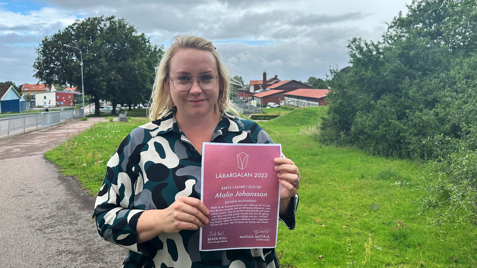 Malin Johansson, lärare i SO på Björnekullaskolan har fått utmärkelsen årets lärare i Åstorps kommun av Lärargalan 2023.